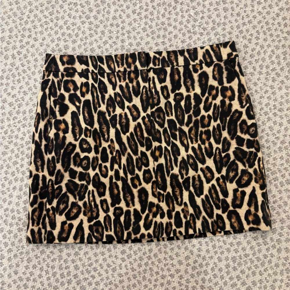 Theory Black and Tan Leopard Mini Skirt
